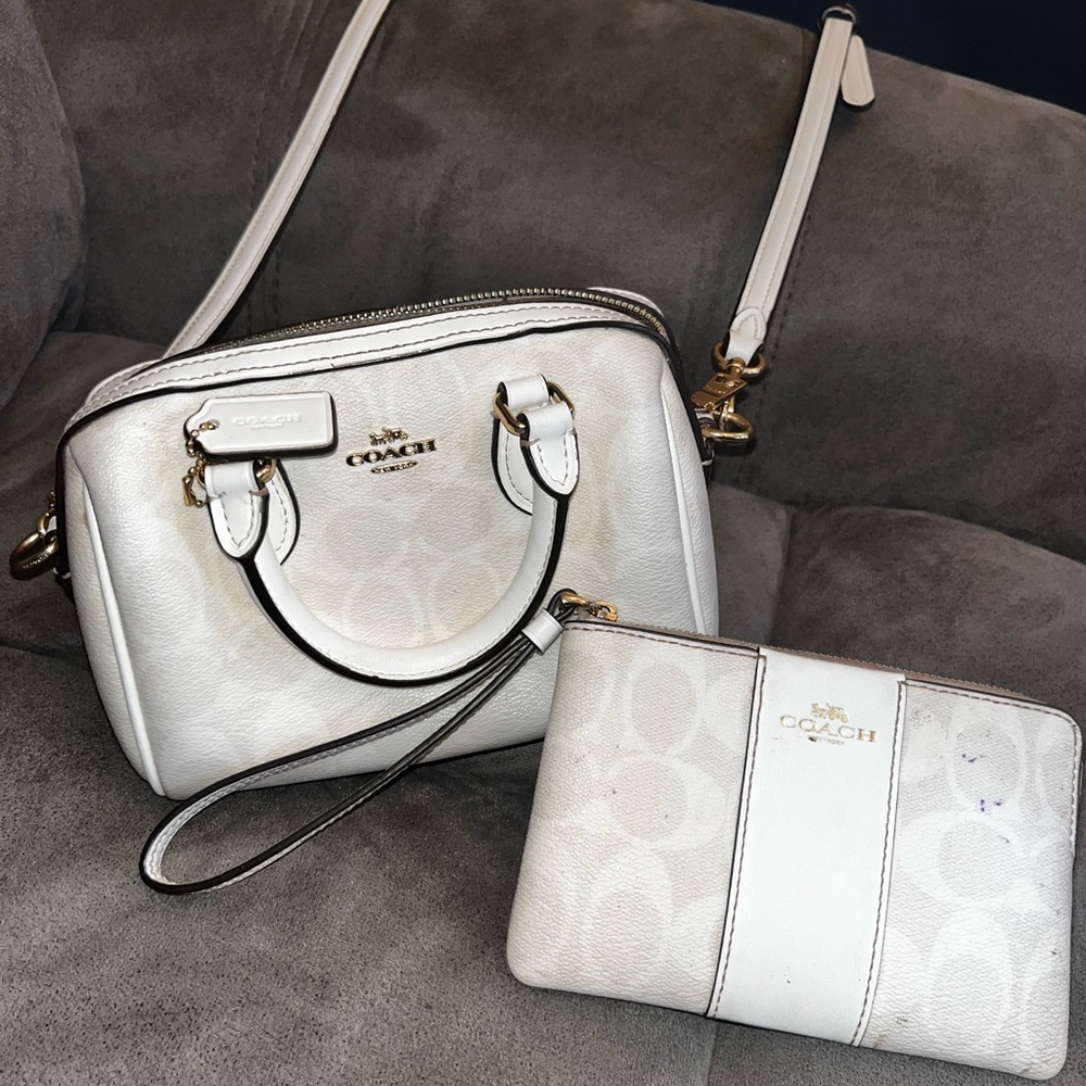 Coach White Satchel and Wristlet Set
